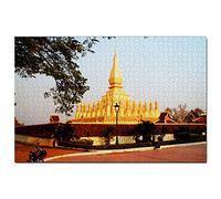Puzzle Laos Pagode d'or Vientiane 200 pièces Jeu d'art Souvenir de Voyage 35 x 25 cm
