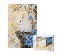Puzzle Lapin 1000 Pièces Adultes, Puzzles Classiques Art Fleur avec Boîte d'emballage et Photos de Référence, Relaxation/Soulagement du Stress/Jeux Amusants, DIY Creatif Cadeau pour Femme 2T-1117