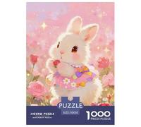 Puzzle Lapin 1000 Pièces en Carton pour Adultes Jeu D’activité Intérieure Puzzle Lapin Mer Fleurs Idée Cadeau Home Decor 70x50cm/1000pcs