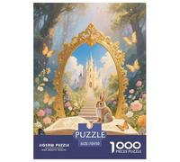 Puzzle Lapin 1000 Pièces en Carton pour Adultes Jeu ÉduChatif Jeu De Défi Casse-tête Lapin Conte Fée Cadeau Famille Décoration Intérieure 70x50cm/1000pcs