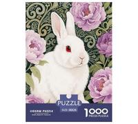 Puzzle Lapin 1000 Pièces en Carton pour Adultes Jeu ÉduChatif Jeu De Défi Casse-tête Lapin Pivoine Cadeau Famille Décoration Intérieure 38x26cm/1000pcs