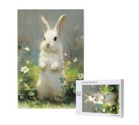 Puzzle Lapin 300 Pièces Adultes, Puzzles Classiques Art Fleur avec Boîte d'emballage et Photos de Référence, Relaxation/Soulagement du Stress/Jeux Amusants, DIY Creatif Cadeau pour Femme 2T-1822