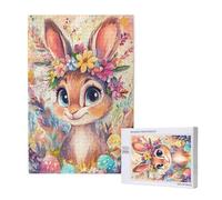 Puzzle Lapin 300 Pièces Adultes, Puzzles Classiques Art Fleur avec Boîte d'emballage et Photos de Référence, Relaxation/Soulagement du Stress/Jeux Amusants, DIY Creatif Cadeau pour Femme 2T-1095