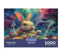Puzzle Lapin avec 1000 Pièces pour Adultes,Illustration de Fantasy Un Jeu De Dexérité Très Difficile Puzzle Éducatif Aux Défis l'art De La Décoration Moderne 70x50cm/1000pcs