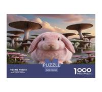 Puzzle Lapin Bélier 1000 Pièces pour Adultes Et Enfants, Plaisir Partagé en Famille, Jeu Éducatif, Casse-tête Forêt Champignons, Décoration Intérieure, Cadeau Famille 70x50cm/1000pcs