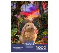 Puzzle Lapin Bélier 1000 Pièces pour Adultes Et Enfants, Plaisir Partagé en Famille, Jeu Éducatif, Puzzles Lueur Forêt Tropicale, Home Decor, Cadeau Enfant 52x38cm/1000pcs