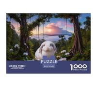 Puzzle Lapin Bélier 1000 Pièces pour Adultes Et Enfants, Plaisir Partagé en Famille, Jeu ÉduChatif, Puzzle Jungle Tropicale, Décoration Intérieure, Cadeau Enfant 70x50cm/1000pcs