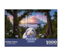 Puzzle Lapin Bélier 1000 Pièces pour Adultes Et Enfants, Plaisir Partagé en Famille, Jeu ÉduChatif, Puzzle Jungle Tropicale, Décoration Intérieure, Cadeau Anniversaire 38x26cm/1000pcs