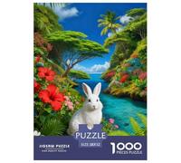 Puzzle Lapin Blanc 1000 Pièces pour Adultes Et Enfants, Jeu D'Intelligence, Puzzle Baie Plantes, Décoration Intérieure, Cadeau Anniversaire 52x38cm/1000pcs