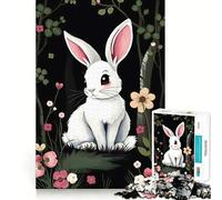 Puzzle Lapin Blanc dans la Forêt 1000 Pièces pour Adolescents Jeu de Mémoire Activité de Groupe Amusante,Propre et Relaxante à Faire en Intérieur (50x75cm)