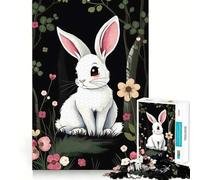Puzzle Lapin Blanc dans la Forêt pour Adolescents 1000 Pièces Stimule l'esprit Amusant Découpe Claire Composants Robustes Activité de Réunion Réconfortante (38x26cm)