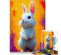 Puzzle Lapin Blanc pour Adultes 1000 Pièces Jeu de Mémoire Découpe Fine Finition Premium Un Passe-Temps Captivant (38x52cm)