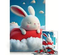 Puzzle Lapin Blanc Rêveur 1000 Pièces Entraînement Mental Amusant Découpe Claire Composants Robustes Divertissement Captivant pour des Moments de détente à la Maison (50x75cm)