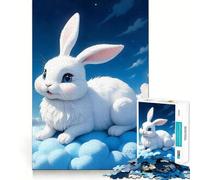 Puzzle Lapin Blanc sur Nuage 1000 Pièces Jeu d'adresse Assemblage Stable Pièces Qui ne bougent Pas Passe-Temps agréable pour Les Longs Week-Ends (38x52cm)