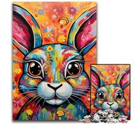 Puzzle Lapin coloré 1000 pièces, pour Adultes, activité familiale, décoration d'intérieur, Cadeau de Noël, 50x75cm / 19,68x29,52 Pouces