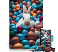 Puzzle Lapin de Pâques Blanc Adorable pour Adultes 1000 Pièces Think Smart Toy Home Enjoy Découpe Précise Décoration Murale 50x75cm
