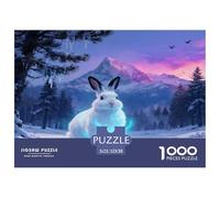 Puzzle Lapin des Neiges 1000 Pièces pour Adultes Et Enfants, Jeu De Société Convivial, Casse-tête Forêt de Pins, Home Decor, Cadeau Enfant 52x38cm/1000pcs