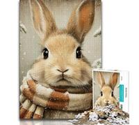 Puzzle Lapin d'hiver 1000 pièces pour Adolescents, Assemblage de Motifs, activités Amusantes à la Maison, Cadeau d'anniversaire, Cadeau de Voyage (50x75cm)