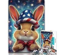 Puzzle Lapin Drapeau américain 1000 pièces pour Adultes, idéal comme Cadeau pour Toute la Famille à partir de 14 Ans, 26x38cm