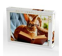 Puzzle · Lapin en Train de Lire | Si tu es tellement absorbé par ta lecture que tu en oublies les… · 1000 pièces · Format assemblé 64 × 48 cm · CALVENDO Puzzle