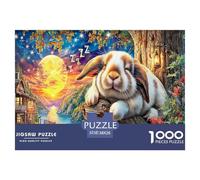 Puzzle Lapin Endormi 1000 Pièces - Jeu de Puzzle Stimulant - Cadeau - Puzzle Forêt Vivante Lapin Endormi pour Adultes - Décoration Murale - Jeu Éducatif - 38 x 26 cm / 1000 pièces