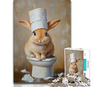 Puzzle Lapin Jouant avec du Papier Toilette pour Adultes et Adolescents, Assemblage de Motifs, activités Amusantes à la Maison, Cadeau d'anniversaire, Cadeaux de Voyage (50x75cm)