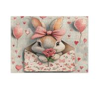 Puzzle lapin lapin de Saint-Valentin pour adultes 500 pièces, lettres d'amour amoureux des animaux, puzzles imprimés en bois, décorations de vacances pour divertissement à domicile