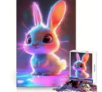 Puzzle Lapin Lumineux Néon pour Adolescents 1000 Pièces Renforce la Mémoire Anti-Stress Décoration Murale aux Bords Nets (50x75cm)