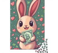 Puzzle Lapin Mignon, Puzzle rectangulaire en Carton 100% recyclé de qualité supérieure, pour Femmes et Hommes, Cadeau de Noël Unique, 1 000 pièces (75 x 50 cm)
