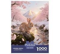Puzzle Lapin Nain de Hollande 1000 Pièces pour Adultes Et Enfants, Jeu ÉduChatif, Puzzle Neige de Fleurs de Cerisier, DéCoRation, Cadeau Enfant 70x50cm/1000pcs