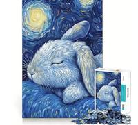 Puzzle Lapin Nuit Étoilée 1000 Pièces pour Adolescents Jeu de Réflexion Activité à la Maison Découpe Claire Cadeau Touchant 50x75cm