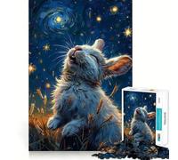 Puzzle Lapin Nuit Étoilée 1000 Pièces pour Adolescents Jeu de Réflexion et de Loisirs Design Élégant Cadeau 38x52cm