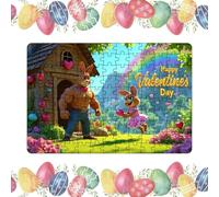Puzzle Lapin pour Adultes - 130 x Happy Valentine's Day Brain Challenging Puzzle - Puzzle Stimulant Le Cerveau pour Adultes et familles