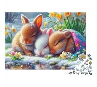Puzzle Lapin réfléchissant,Petit mammifère,1000 pièces,Carton Lisse de qualité supérieure,idéal pour se détendre et Passer Un Moment agréable en Couple ou Entre Amis.Dimensions:38x26cm.