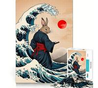 Puzzle Lapin Samouraï 1000 Pièces pour Adultes Jeu Intellectuel Découpe Précise Cadeau de Noël (38x26cm)