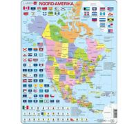 Puzzle Larsen Carte de l'Amérique du Nord avec États et drapeaux, 70 pièces.