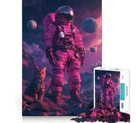 Puzzle L'astronaute et Le Chat pour Adolescents, 1000 pièces, Jeu de logique et de réflexion, Calme et Amusant, Bords Lisses, Cadeau d'anniversaire 50x75cm