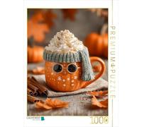 Puzzle · Latte Citrouille stylée avec Lunettes de Soleil | Motif fun automnal · Tasse amusante en forme de citrouille avec… · 1000 pièces · Format assemblé 64 × 48 cm · CALVENDO Puzzle