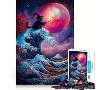 Puzzle Le Chat Magicien et la Grande Vague 1000 pièces Jeu de mémoire Découpe Laser de qualité supérieure Activité captivante pour des soirées tranquilles (38x52cm)