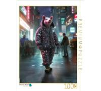 Puzzle · Le Cochon Marche dans Une Rue animée | En pyjama · 1000 pièces · Format assemblé 64 × 48 cm · CALVENDO Puzzle