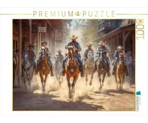 Puzzle · Le Far West | Visiteurs de la ville western montés à l'état sauvage · 1000 pièces · Format assemblé 64 × 48 cm · CALVENDO Puzzle