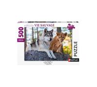 Puzzle le lion et loup 500 pieces - nathan - puzzle animaux sauvages G