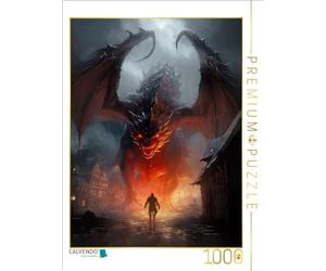 Puzzle · Le Moyen Âge, avec Ses Dragons, Ses Chevaliers et Ses châteaux | forts · Rencontre avec un dragon · 1000 pièces · Format assemblé 64 × 48 cm · CALVENDO Puzzle