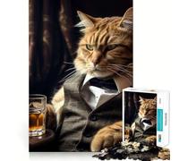 Puzzle Le Parrain Chat 1000 Pièces pour Adolescents Jeu de Logique Solide Activité à Domicile Bords Transparents Cadeau Précieux 38x26cm