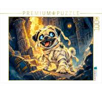 Puzzle · Le Pharaon Mort-Vivant Mops erre dans Un Temple mystérieux | empreint de magie · Un motif de puzzle plein de fantaisie… · 1000 pièces · Format assemblé 64 × 48 cm · CALVENDO Puzzle