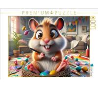 Puzzle · Le Plaisir des œufs de Pâques avec Le Hamster Artiste | L'imagination colorée d'une intelligence artificielle · 1000 pièces · Format assemblé 64 × 48 cm · CALVENDO Puzzle