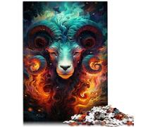 Puzzle Le psychédélisme coloré du Dieu chèvre Puzzle pour Adultes et ren1000 pièces Puzzle en Bois Activité familiale Puzzles （50x75 cm）