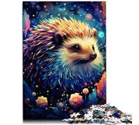 Puzzle Le Psychédélisme Coloré du Hérisson de la Nuit Étoilée pour Adultes - 1000 Pièces en Bois - Cadeau Secret Santa (50x75 cm)