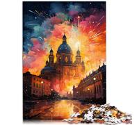 Puzzle Le psychédélisme coloré du Palais Royal de Madrid 1000 pièces Puzzles pour Adultes Cadeaux Puzzle en Bois pour la décoration de la Maison (50x75 cm)