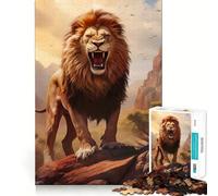 Puzzle Le Roi Lion en colère et Sauvage 1000 pièces Jeu Amusant Technologie de découpe Laser avancée Jouet d'intérieur divertissant pour Les fêtes (38x52cm)